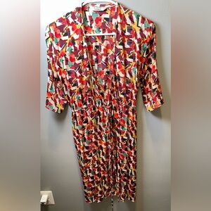 Tucker Women's Silk Wrap Dress 1/2 Sleeve‎ Artsy Size Small